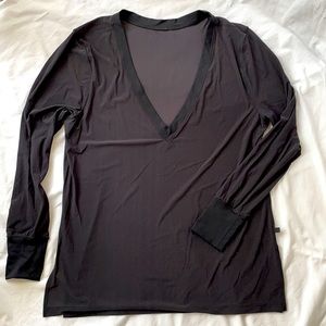 Lululemon black Vneck, semi-sheer